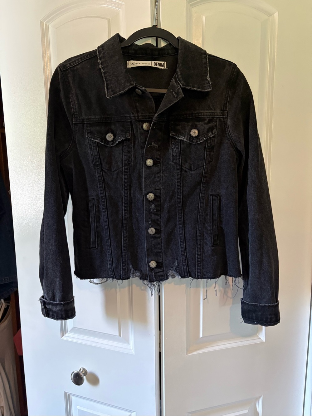 Lovers + Friends Black Distressed Denim Jacket